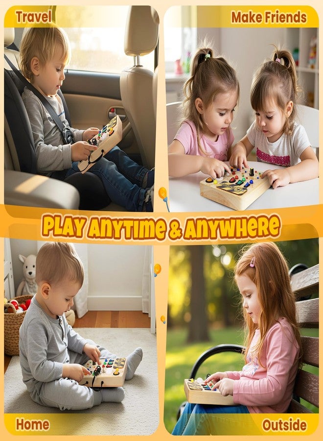 OAKJAR Busy Board, Montessori Toys for 1+ Year Old, Busy Board with 13 Led Light, Wooden Toddler Educational Travel Toy, 1 Year Old Boy&Girl Gifts - Image 4